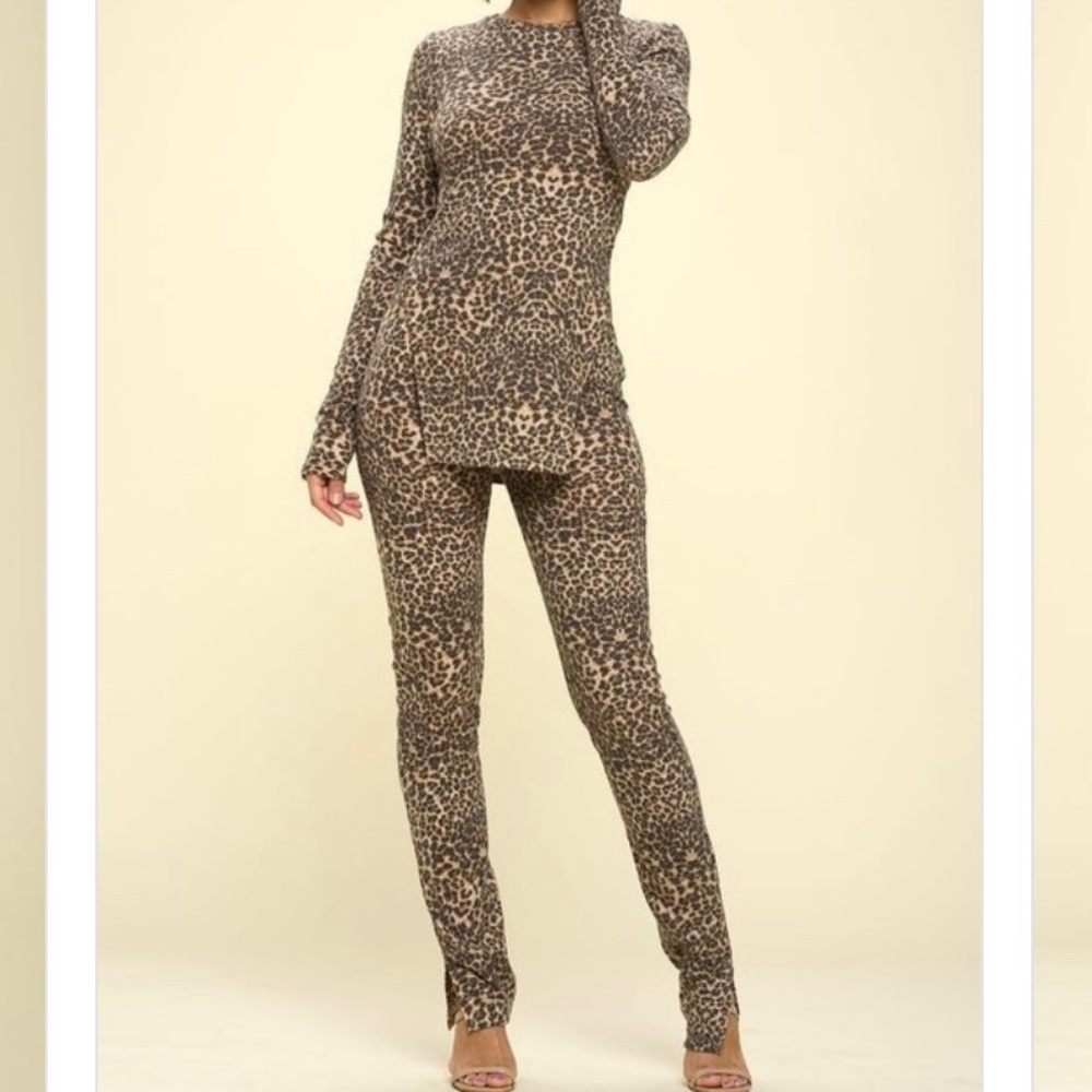Cheetah print two piece set